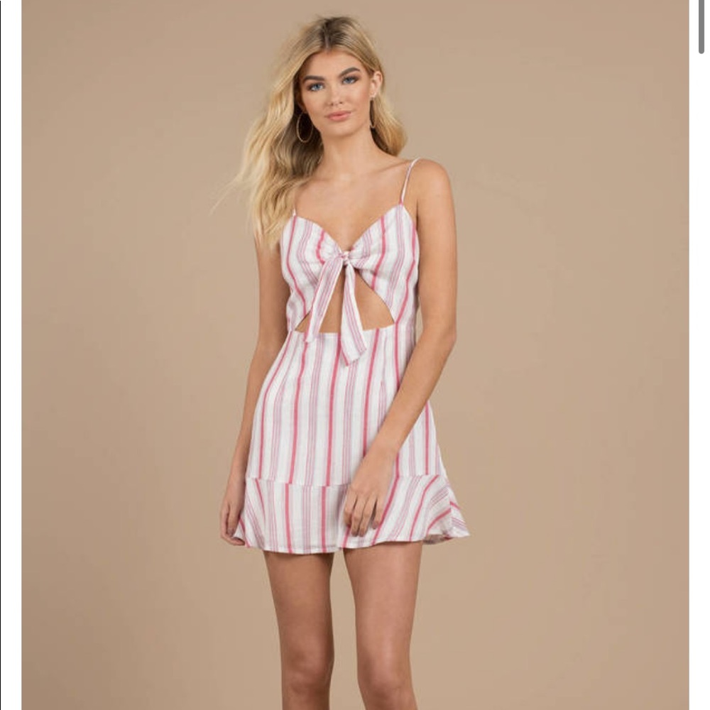 Tobi Pink and White Striped Mini Dress